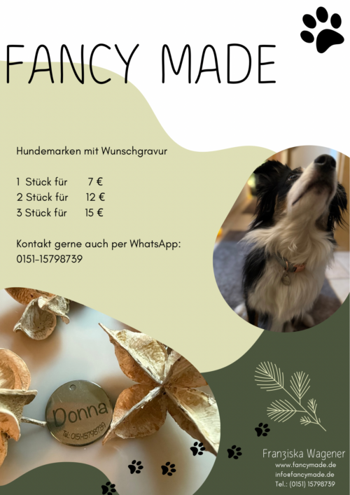 Schlüsselanhänger / Hundemarken aus Metall mit individueller Wunschgravur – Bild 3